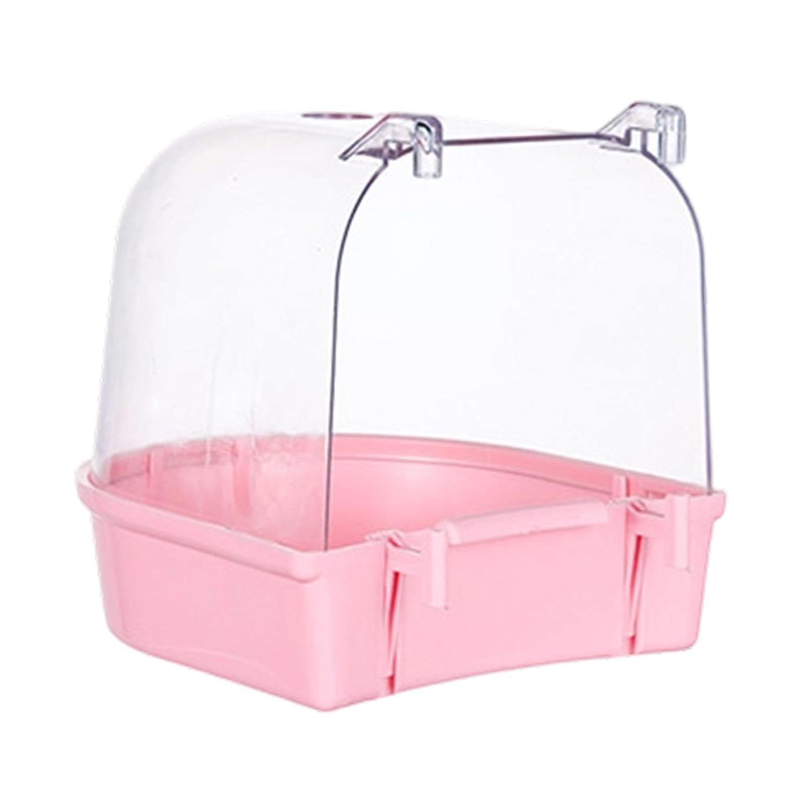 CALANDIS Bird Caged Bath Box Canary Budgie Parakeets Water Bowl House Pink-image-21