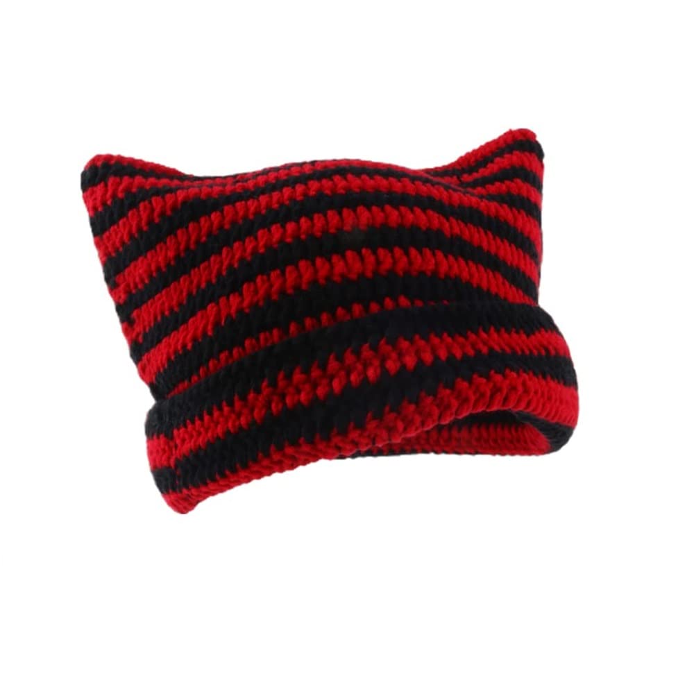 Crochet Fox Hat For Women - Vintage Slouchy Beanie, Grunge Goth Y2K Accessory (Brown, Medium)