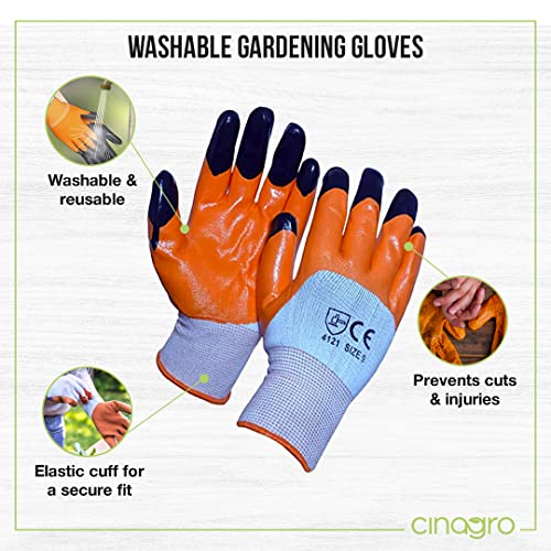 Image of Cinagro (Set of 3) Stainless Steel Gardening Tools, Pack of Hedge Shears with Wooden Handles, Pruning Shears and Gardening Scissors with Gloves, Sharp Blades for Easy Cutting (Multicolor)