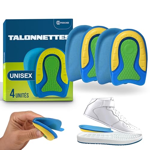 Podcase - Pack de 4 Talonnettes pour Chaussures - Semelles en Silicone pour Homme et Femme -...
