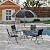 Patio Dining Set for 4 With Umbrella, Outdoor Furniture Set With 4 Folding Dining Chairs, Outdoor Table Umbrella Set With Tempered Glass Top Dinings Table