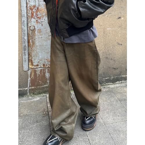 High Street Retro Unisex Pants with Neutral Oil Wax Coating Distressed Jeans3