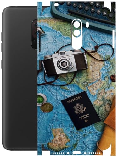 Image of AtOdds - Full Body Back Screen Guard Protector Film - Lamination Wrap Skin Sticker Compatible with Poco F1 | Scratchproof Matte Finish (Travel Map)