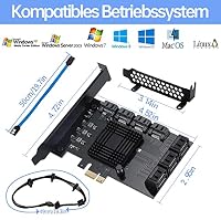 PCIE zu SATA Karte 10 Port mit 10 SATA Kabel, 6Gbps SATA 3.0 Controller PCI Express Erweiterungskarte, Unterstützt 10 SATA 3.0 Geräte, Kompatibel mit Windows, MAC, Linux System – Ansicht 4