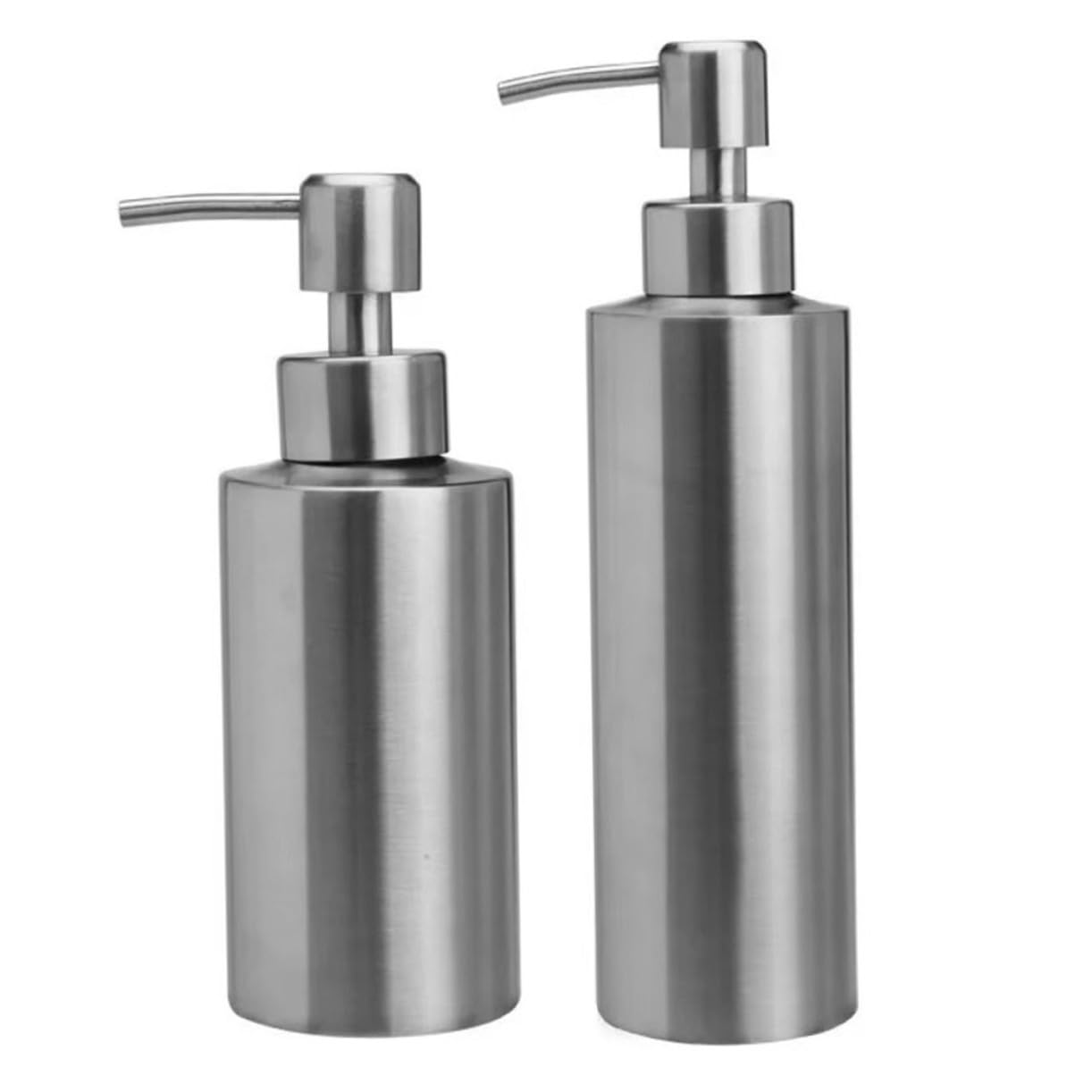 Cabilock 2 Piezas Dispensador Jabón Líquido Acero Inoxidable Press Tipo y Rellenable para Cocina Baño y Lavandería