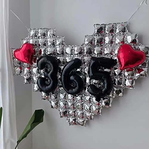 JinSu Globo XXL en forma de corazón, decoración romántica para San Valentín, compromiso y boda (plata) Cover