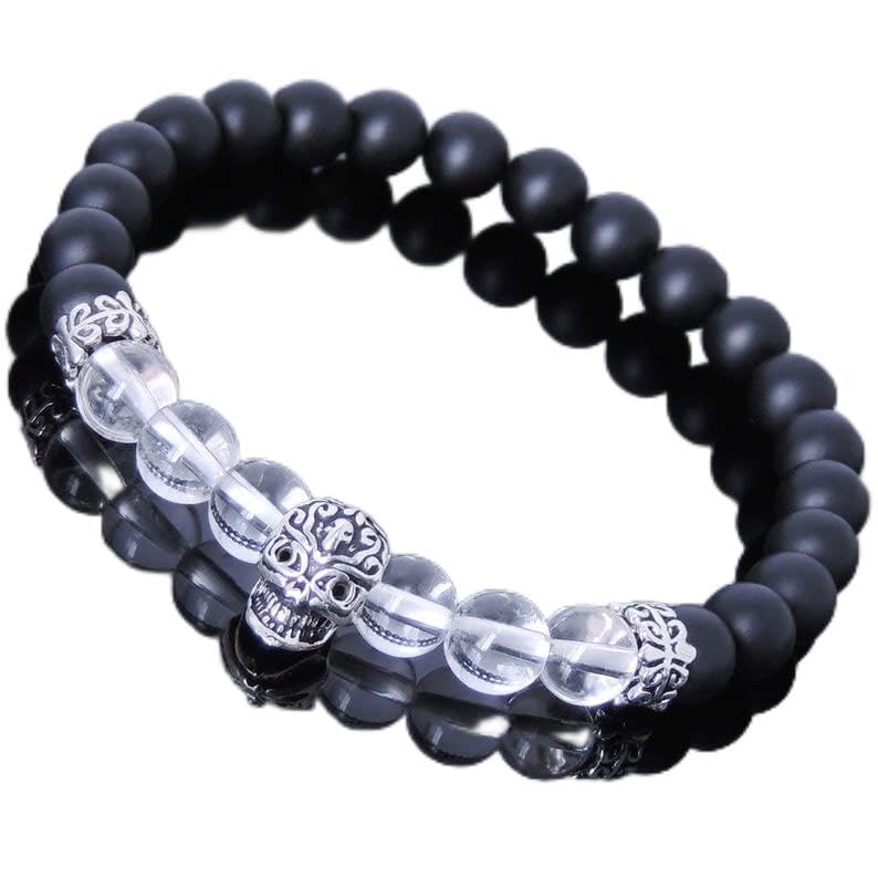 Bracelet bien-être en onyx mat et quartz de méditation