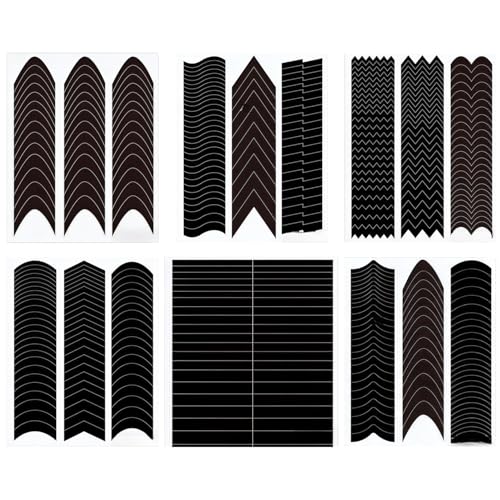 Image of 2350Pcs French Tip Nail Stickers Black Frenchs Manicure Strips Self-Adhesive French Tip Guide Stencils for Women DIY Nails Stencil Art Design Decoration Tools