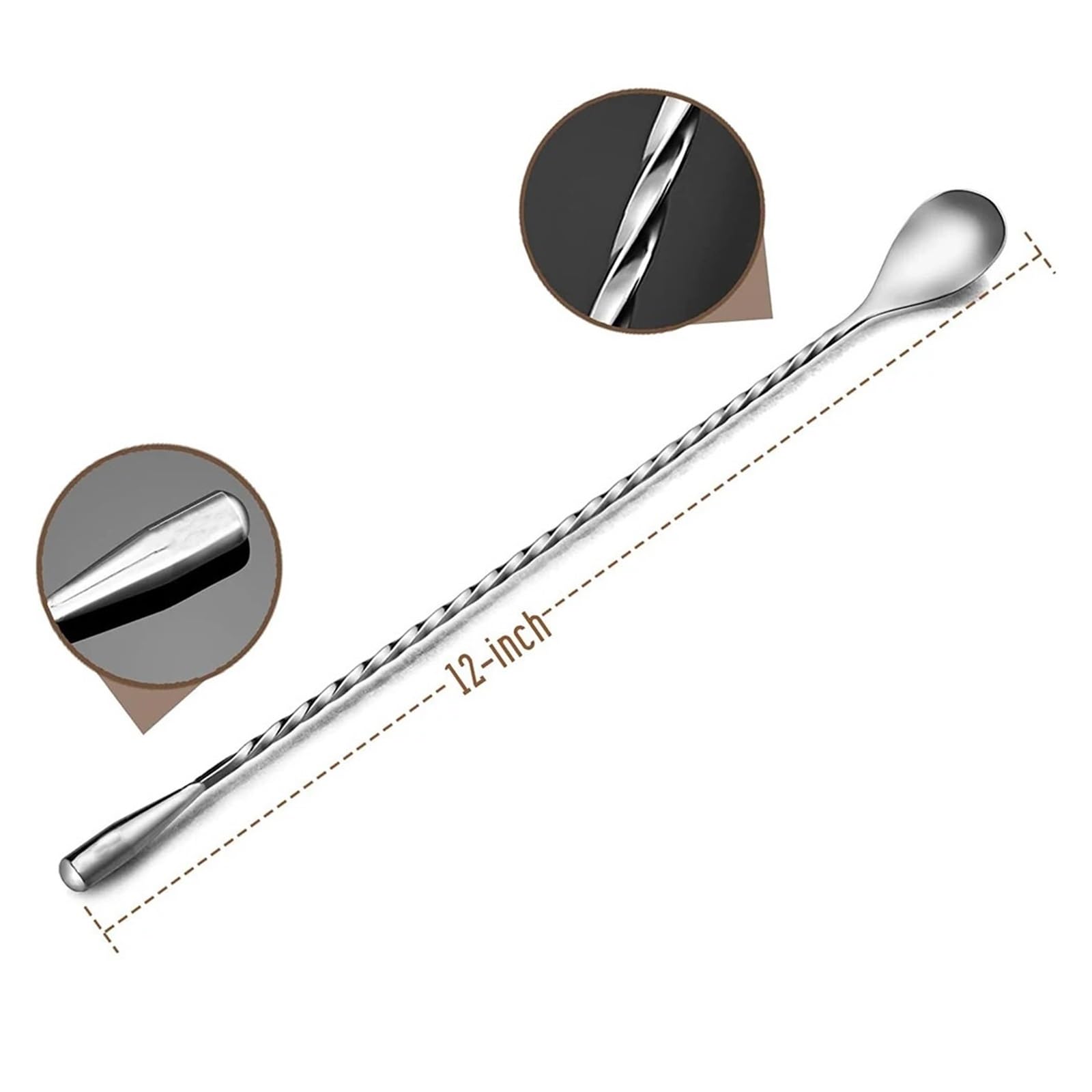 Taza medidora de acero inoxidable con cuchara mezcladora, Jigger cóctel for Bar(2 cups with 2 spoon)