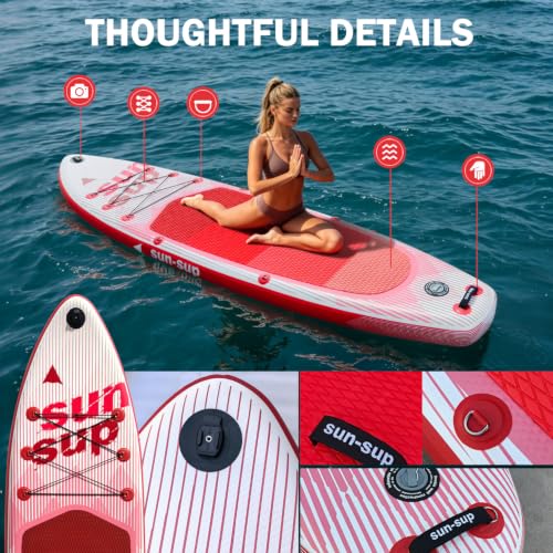 Image of Inflatable Stand Up Paddle Board Extra Wide SUP Board with Removable Fin with Premium SUP Paddle Board Accessories, Wide Stable Design, Non-Slip Comfort Deck for Youth & Adults