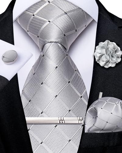 Image of DiBanGu Silk Zipper Ties for Men, Formal Pre-tied Necktie | Adjustable Tie,6PCS,Various Design Styles,Jacquard Woven,Skin-friendly,Practical Gift,Great for Wedding Party,Business Formal