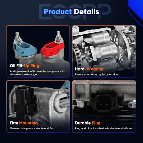 Image of ECCPP AC Compressor with Clutch 2012-2013 Fit for Land Rover Range Rover Evoque 2.0L 2011-2015 Fit for Volvo S60 1.6L AC Compressor