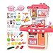 Dirgee Rollenspiel Spielzeug Spielen Küchente Set Portable Pretend Kochsets mit Farbe ändern Kocheffekt Essen Spaß Geschenk for Kinder (Farbe: Rosa, Größe: 54.5x26x70cm)