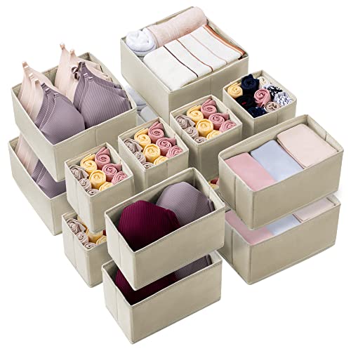 Image of Kootek 16 Pack Drawer Organizer Clothes, Dresser Drawer Organizers for Clothing Fabric Foldable Closet Organizers and Storage Bins for Baby Clothes, Nursery, Underwear, Bras, Socks