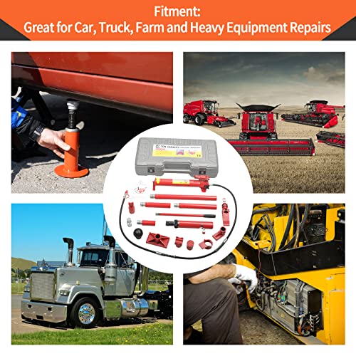 Tbapfs 10 Ton Porta Power Hydraulic Jack 2M(78.7Inch) Welded Car Bottle Auto Body Frame Repair Kit Air Pump Lift Ram For Load Truck Bed Unloader Farm And Oil Hose Hydraulic Ram Equipment Construction #TOP4