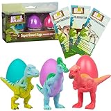 SCS Direct Animal Planet Super Grow Dinosaur Eggs 3 Pack - Dino Egg Toys Hatch and Grow to 3X Size in Water - Velociraptor, Pachycephalosaurus, & Corythosaurus w Educational Fact Cards