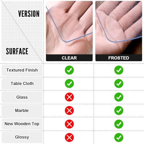 Image of Royhom Clear Table Protector 39 x 63 Inch - 2mm Thick Plastic Table Cover, Clear Table Cover Protector Rectangle, Waterproof PVC Desk Mat for Coffee Table, Writing Desk, Dining Room, Dresser