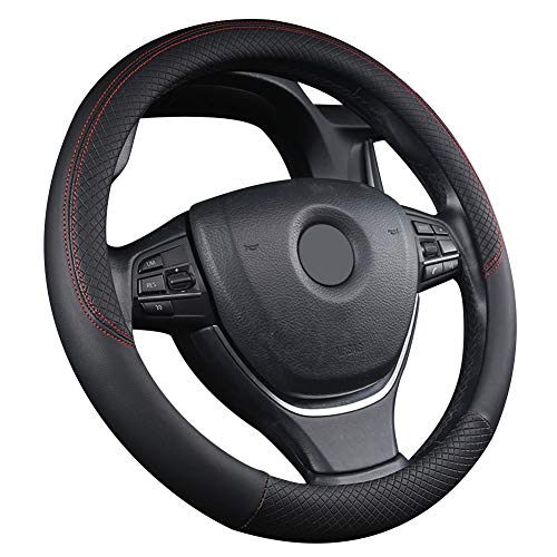 RENNICOCO Cubierta Funda Volante Antideslizante Cuero Seda del Hielo Respirable Coche Universal Negro 38 cm Cover