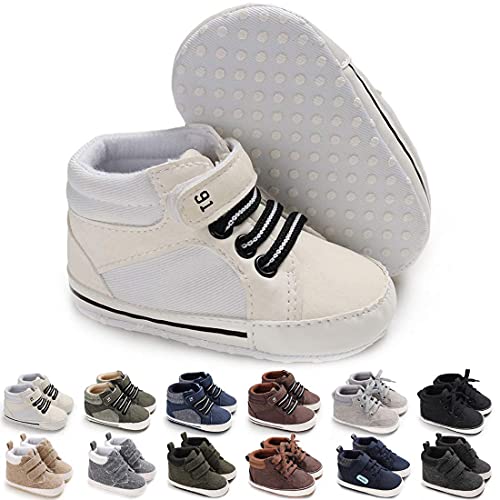 Image of CENCIRILY Baby Boys Girls High Top Sneakers Soft Soles Anti Skid Infant Ankle Shoes Toddler Prewalker First Walking Crib Shoes