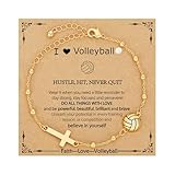 VULETO Volleyball Bracelet Gifts for Girls Women, Cross Link Chain Sport Accessories Stuff Birthday Easter Basket Stuffers Valentines Christian Jewelry Gifts for Kids Her Teen Girls 8-12 Team Coach Lover Player Gold
