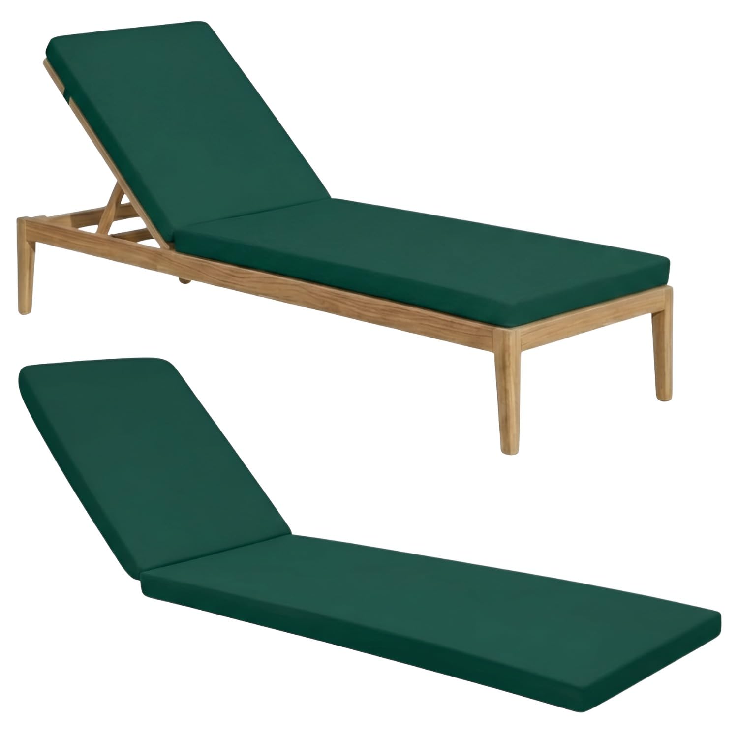 Laam linen Waterproof Sun Lounger Replacement Cushion Pad – Thick Recliner Seat Cushion for Garden Lounger, Patio Deck Chair – Soft Comfy Fibre Filling, Washable Cover (Green)