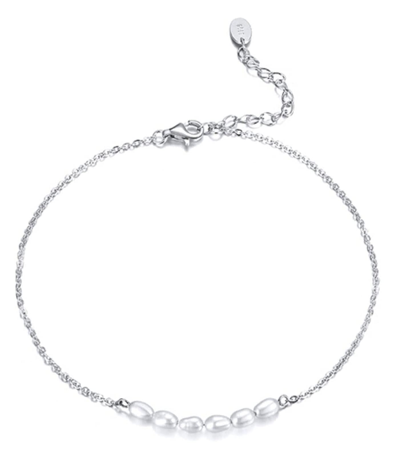 Bracelets de cheville en argent véritable et perles d'eau douce de haute qualité - 5