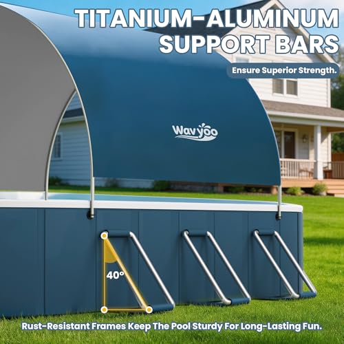Image of Foldable Pool with Canopy,10FT NonInflatable Above Ground Swimming Pools | Inner Diameter 102 inchx72 inchx20 inch, Durable PVC, Oversize Thickened, Easy Setup