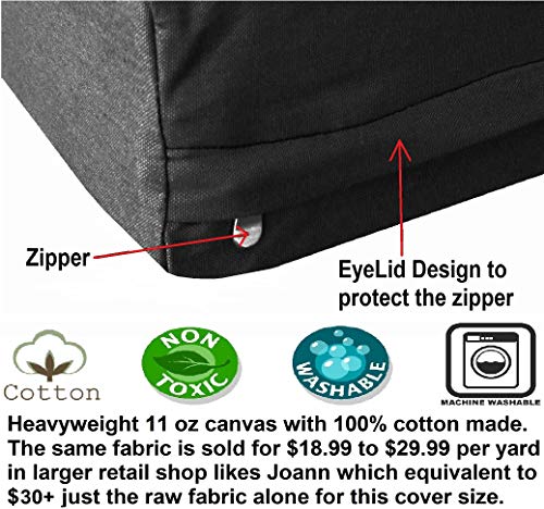 Image of Dogbed4less Large Orthopedic Gel Infused Memory Foam Dog Bed, Waterproof Liner with Durable Canvas Cover, 41X27X4 Inch, Black (Fit 42X28 Crate)