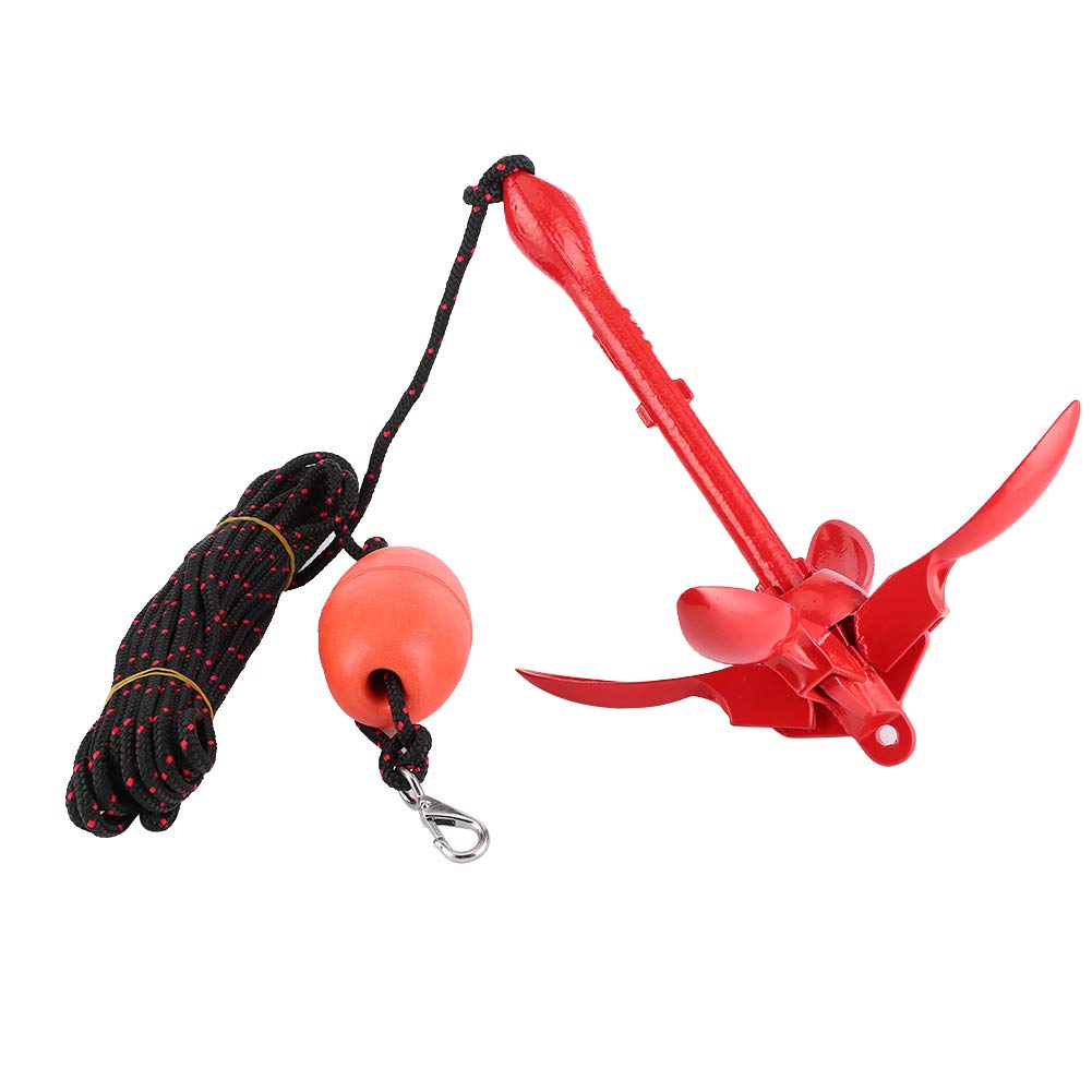 Bootsanker-Kit ， Faltbare Anker-Kit 1,5 kg Roter Universal-Edelstahl-Grapnel für Bootsjacht-Kajak-Cano-Grapnel-Ankersatz mit Tragetasche