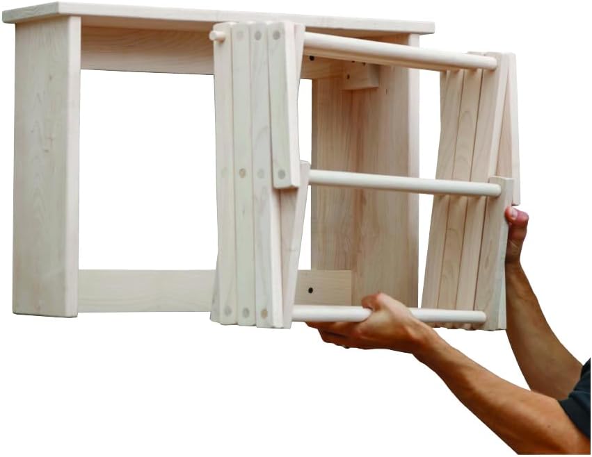 Pennsylvania Woodworks Extra Large Wall Clothes Drying Rack ~ Heavy Duty Solid Maple Hardwood, Folding, Collapses to 35" x 20" x 8", Hand Built in USA, Unfinished