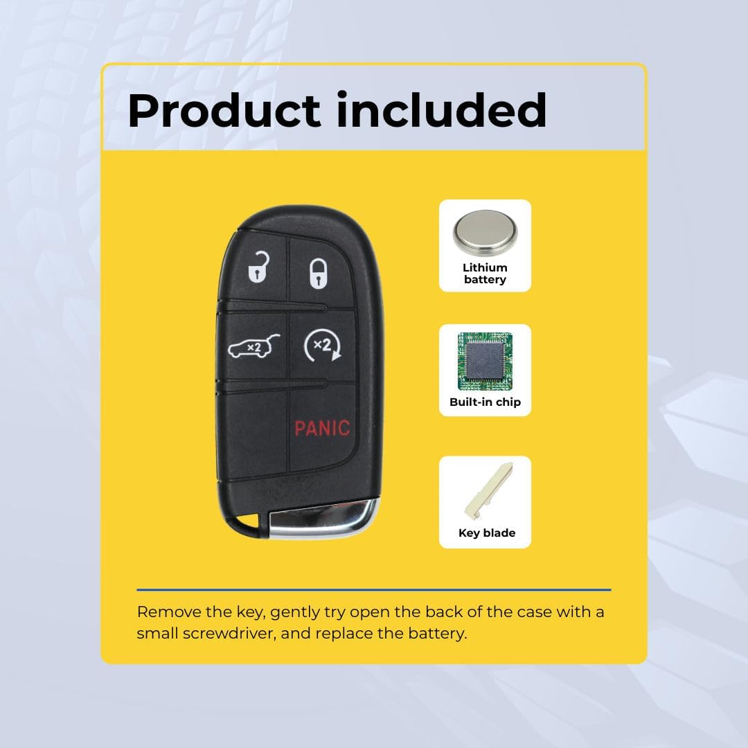 Replcament Key Fob Compatible with Durango 2014-2024 FCC M3N-40821302 M3N40821302 Part Number 68150061 68150061AC 68150061AB 68143505 Pack of 2