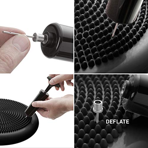 BODYMATE Ballsitzkissen inkl. Pumpe SCHWARZ 34cm Durchmesser - Balance-Kissen, Luftkissen, Balance Pad, Noppenkissen - Core-, Fitness-, Reha-, Koordinations- und Rückentraining