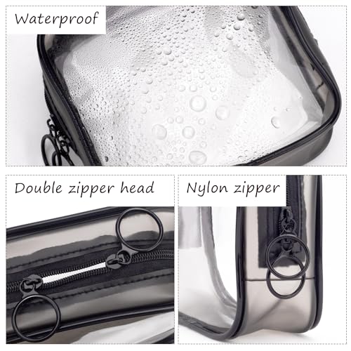 LYroo Black Small Makeup Bag Clear Mini Makeup Zipper Pouch Makeup Bag Small Cosmetic Bag for Purse Essentials Items Women Coin Purse Aesthetic Stuff(2 Pack)3