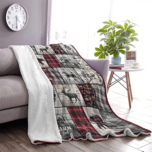 Wolf-Bear-and-Deer-Throw-Blanket-Rustic-Cabin-Decor-Woodland-Blanket-Plaid-Christmas-Blanket-Gifts-for-Women-Southwestern-Farmhouse-Decor-for-Couch-Bed-Livingroom Wolf Bear and Deer Throw Blanket Rustic Cabin Decor Woodland Blanket Plaid Christmas Blanket Gifts for Women Southwestern Farmhouse Decor for Couch Bed Livingroom