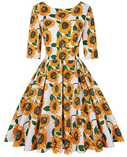 Image of MINTLIMIT Women's 1950s Retro Vintage Cocktail Party 3 /4 Sleeve Swing Dress