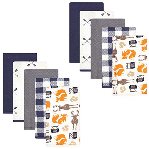 Image of Hudson Baby Unisex Baby Quilted Burp Cloths, Boy Forest, One Size