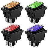 Gebildet 4pcs 12V 24V 20A Waterproof Rocker Toggle Switch with LED Indicator, 4 Pin 2 Position DPST ON-OFF Switch for Car Truck Motorcycle Boat Marine (Red Yellow Blue Green)