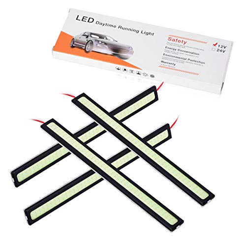 Daytime Running Light, YINTATECH 4PCS Universal Waterproof Car Trucks Daytime Running Light Lamp DRL Super Bright 12V LED Strips COB Car Led Fog Light (Ice Blue)