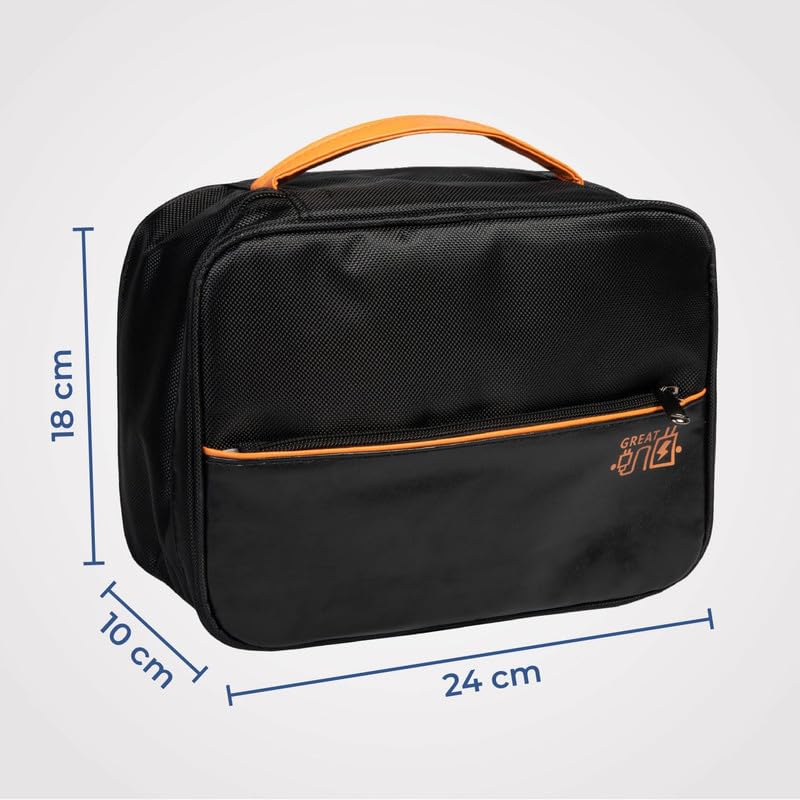 Image of HomeStrap Tech Organizer Case for Electronics Accessories | Storage Pouch for Chargers, Cables, Power Banks, SD Cards & Earphones | Waterproof & Travel-Friendly Gadget Bag - Black, Large