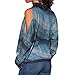 Produktbild iHENGH Damen Damenmode Kalte Schulter Bluse Geometrischer Blumendruck Jumper Damen Top(L,Blau)