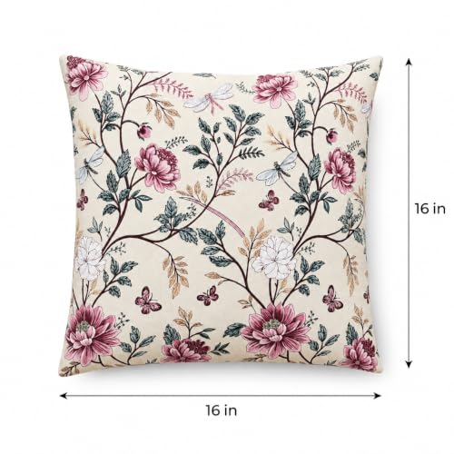 Image of Clasiko Cotton Cushion Covers 16x16 Inches Pack of 5 | Mauve Vine