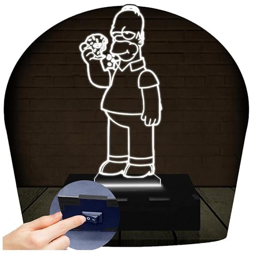 Luminária Led 3d Simpsons Homer 1 Branco