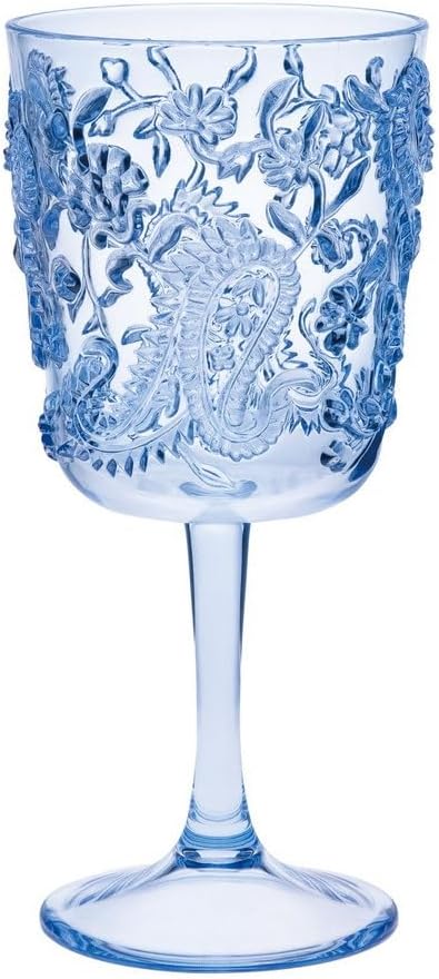 LeadingWare Group Acrylic Paisley Wine Glass - Blue 13 oz.