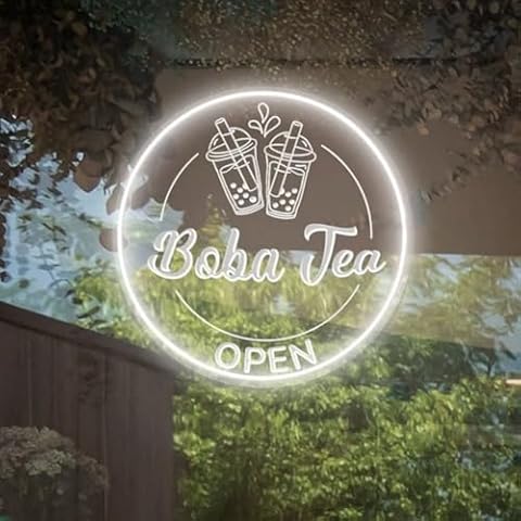 Bubble Tea Neon Sign Boba Tea Open Sign Custom Neon Sign Boba Custom Boba Tea Sign Bubble Tea Open Sign Milk Tea Sign Bubble Tea Sign, 12.6"x12.6", Color customization Cover