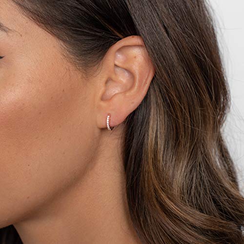 Image of PAVOI Small Gold Hoop Earrings for Women - 14K Gold Plated Huggie Earring | Hypoallergenic Earring Set - Dainty Huggie Hoops with 925 Sterling Silver Posts - Cartilage Hoop Earrings