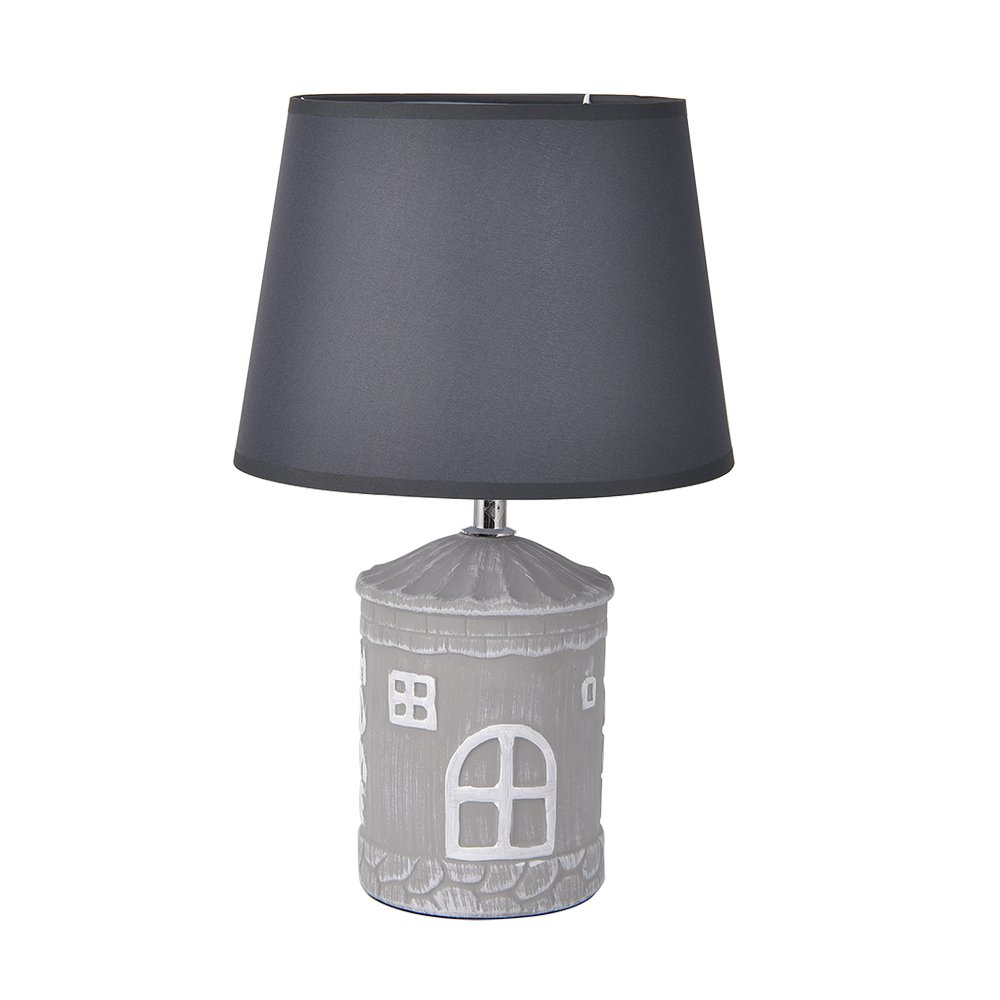 Cute Lamps Ceramic House Shaped Decor Lamp,Simple Table Lamp Desk Lamp for Kids Room Living Room Gray with Bulb(Style 2)