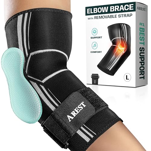 AREST Codera Deportiva con Cinta de Compresión - Codera de Compresión para Gym, Actividades Físicas - Codera Ajustable para Hombre y Mujer (L)