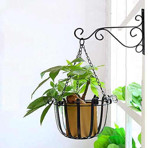 XNJIHWA 2Pcs Plant Hangers Plant Hooks Metal Wall Hanging Brackets for Hanging Bird Feeders,Wind Chimes,Flower Baskets,Lanterns,with Screws,25x20cm,Black - Image 4