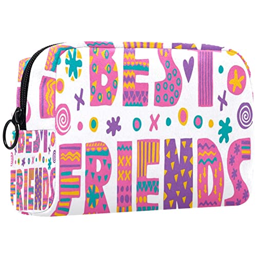 Cosmetic Bag Portable Travel Makeup Bag for Women,Best Friends Print,Cosmetic Case Organizer with Zipper