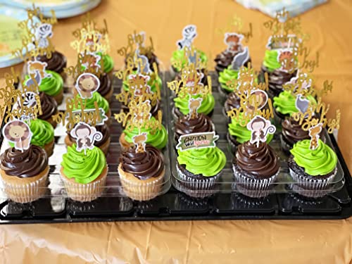 Honbay 48Pcs Double Sided Zoo Animal Theme Dessert Muffin Cake Cupcake Toppers Picks Cake Decoration For Jungle Safari Themed Party, Baby Shower Or Birthday Party Decoration,Etc #TOP2